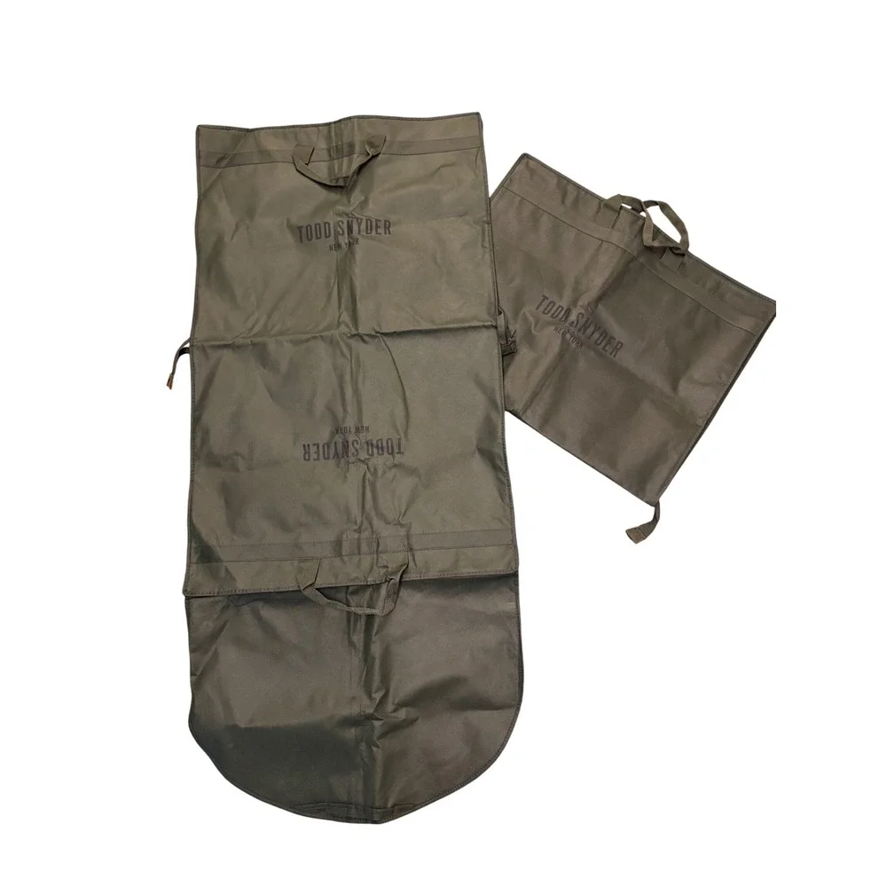 Todd Snyder New York Garment Bags Set of 3 Olive Green & Black Travel Suit Cover